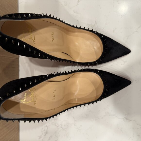 Christian Louboutin Anjalina 100 Black Veau Velours - Picture 9 of 13